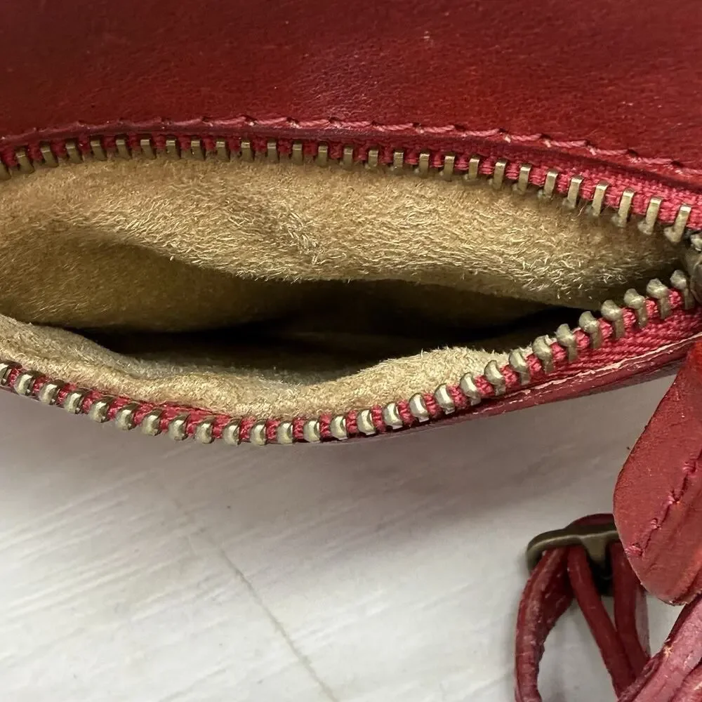 Pratesi Firenze Red Leather Crossbody Purse Handbag Made In Italy New